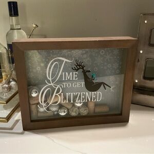 Festive 'Time to Get Blitzened' Shadow Box. Handmade. New.